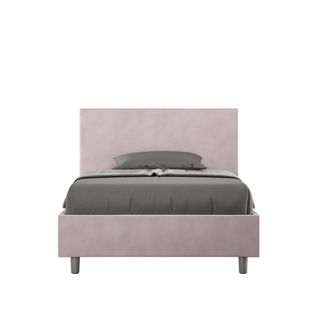 Lit 1 Place Et Demi Coffre Rembourré 120x190 Microfibre Lilas Adele