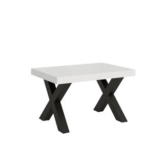 Table Extensible 90x120/224 Cm Traffic Frêne Blanc Cadre Anthracite