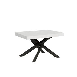 Table Extensible 90x120/224 Cm Volantis Frêne Blanc Cadre Anthracite