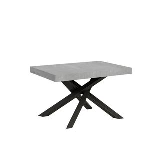 Table Extensible 90x140/244 Cm Volantis Gris Béton Cadre Anthracite
