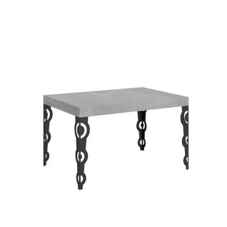 Table Extensible 90x120/224 Cm Karamay Gris Béton Cadre Anthracite