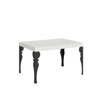 Table Extensible 90x120/224 Cm Paxon Frêne Blanc Cadre Anthracite
