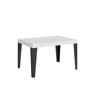 Table Extensible 90x120/224 Cm Flame Frêne Blanc Cadre Anthracite