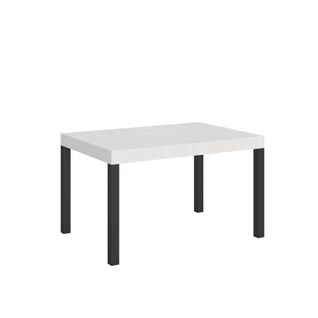 Table Extensible 90x120/224 Cm Everyday Frêne Blanc Cadre Anthracite