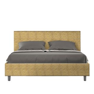 Lit Sans Sommier Rembourré 160x190 Tissu Aragona 3 Jaune Adele