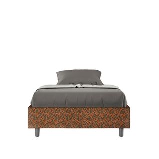 Cadre De Lit 1 Place Et Demi Sans Sommier Rembourré 120x190 Tissu Era 4 Orange Azelia