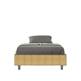 Cadre De Lit 1 Place Et Demi Sans Sommier Rembourré 120x190 Tissu Aragona 3 Jaune Azelia