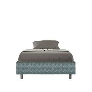 Cadre De Lit 1 Place Et Demi Coffre Rembourré 120x190 Tissu Aragona 8 Bleu Azelia