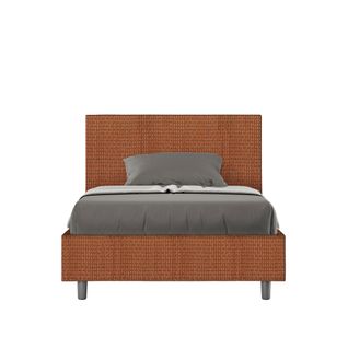 Lit 1 Place Et Demi Coffre Rembourré 120x200 Tissu Labirinto 4 Orange Adele