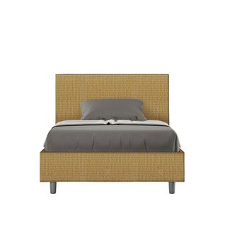 Lit 1 Place Et Demi Coffre Rembourré 120x200 Tissu Labirinto 6 Jaune Adele