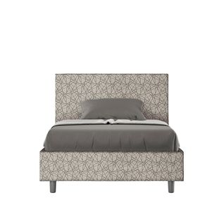 Lit 1 Place Et Demi Coffre Rembourré 120x200 Tissu Era 2 Gris Adele