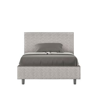 Lit 1 Place Et Demi Coffre Rembourré 120x200 Tissu Aragona 1 Blanc Adele