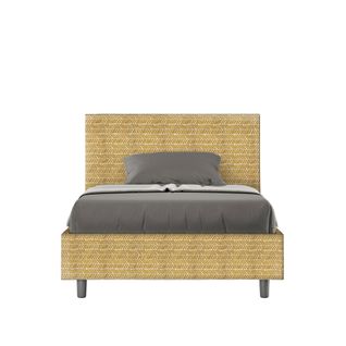 Lit 1 Place Et Demi Coffre Rembourré 120x200 Tissu Aragona 3 Jaune Adele