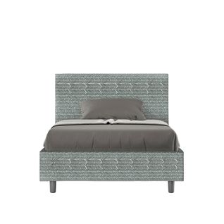 Lit 1 Place Et Demi Coffre Rembourré 120x200 Tissu Aragona 7 Bleu Clair Adele