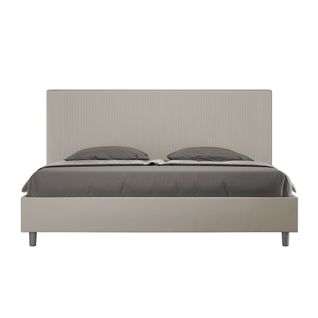 Lit King Size Avec Sommier Rembourré 180x210 Similicuir Taupe Goya