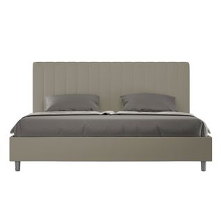 Lit King Size Sans Sommier Rembourré 180x190 Similicuir Cappuccino Agueda