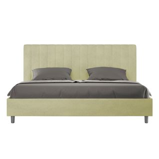 Lit King Size Sans Sommier Rembourré 180x190 Microfibre Vert Agueda