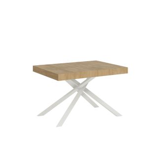 Table Extensible 80x120/204 Cm Karida Chêne Nature Pieds Blancs