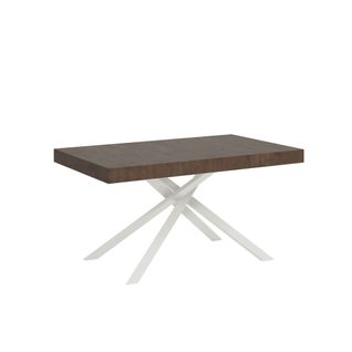 Table Extensible 90x140/244 Cm Karida Noyer Pieds Blancs