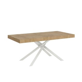 Table Extensible 90x160/264 Cm Karida Chêne Nature Pieds Blancs