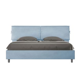 Lit King Size Avec Sommier Rembourré 180x190 Microfibre Bleu Clair Mados
