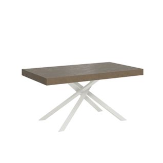 Table Extensible 90x160/264 Cm Karida Taupe Pieds Blancs