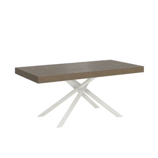 Table Extensible 90x180/284 Cm Karida Taupe Pieds Blancs
