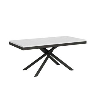 Table Extensible 90x180/440 Cm Karida Evolution Frêne Blanc Cadre Anthracite