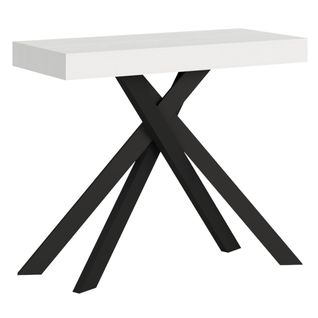 Console Extensible 90x40/196 Cm Krack Small Frêne Blanc Pieds Anthracite