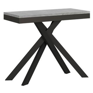 Console Extensible 90x40/196 Cm Krack Small Evolution Gris Béton Cadre Anthracite