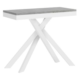 Console Extensible 90x40/196 Cm Krack Small Evolution Gris Béton Cadre Blanc