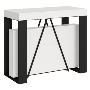Console Extensible 90x40/196 Cm Zamat Small Frêne Blanc Cadre Anthracite