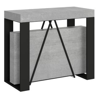 Console Extensible 90x40/196 Cm Zamat Small Gris Béton Cadre Anthracite