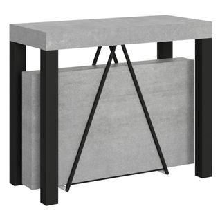 Console Extensible 90x40/300 Cm Tiris Gris Béton Cadre Anthracite