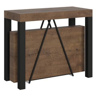 Console Extensible 90x40/300 Cm Tiris Noyer Cadre Anthracite