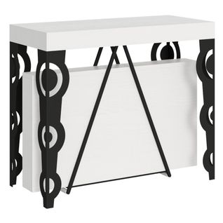 Console Extensible 90x40/300cm Aceres Frêne Blanc Cadre Anthracite