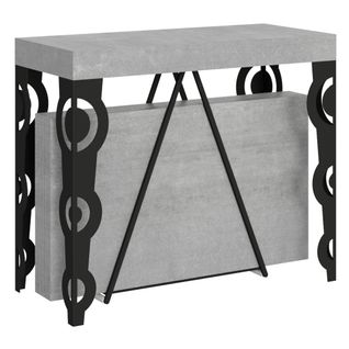Console Extensible 90x40/300cm Aceres Gris Béton Cadre Anthracite