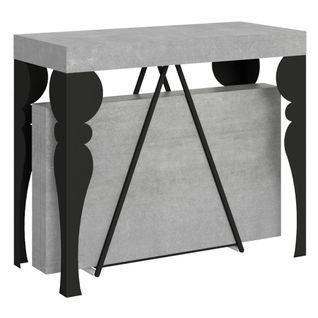 Console Extensible 90x40/196 Cm Riza Small Gris Béton Cadre Anthracite