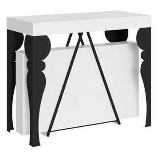 Console Extensible 90x40/300 Cm Riza Frêne Blanc Cadre Anthracite