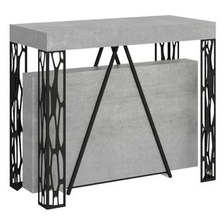 Console Extensible 90x40/196 Cm Kerpa Small Gris Béton Cadre Anthracite