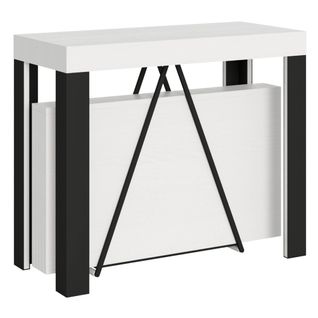 Console Extensible 90x40/196 Cm Tarax Small Frêne Blanc Cadre Anthracite