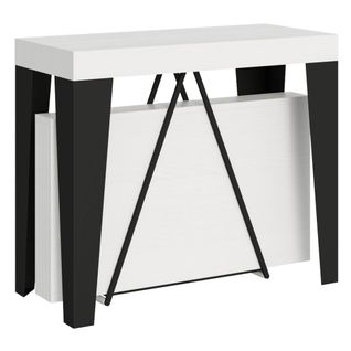 Console Extensible 90x40/196 Cm Algo Small Frêne Blanc Cadre Anthracite