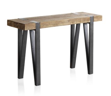 Table Console En Bois Avec Pieds En Métal