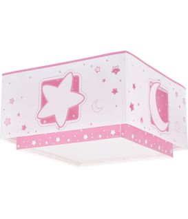 Plafonnier Pour Enfant Moonlight Lune Et Étoiles Rose