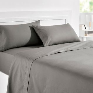 Parure De Lit 180x190cm- Pikolin Home- 100% Coton- 4 Pièces- Gris