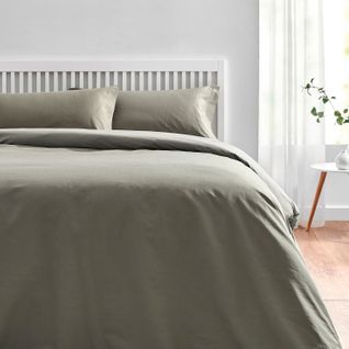 Housse De Couette Et Oreiller 90x190cm- Pikolin Home- Coton- Gris