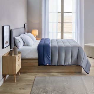 Couette Fibre Bicolore 400 Gr Pour L'hiver Gris - 260 X 240 Cm