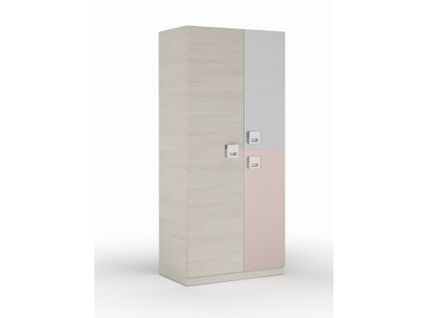 Armoire Enfant Rosa 3 Portes L90 cm X H200 cm -  Blanc / Rose