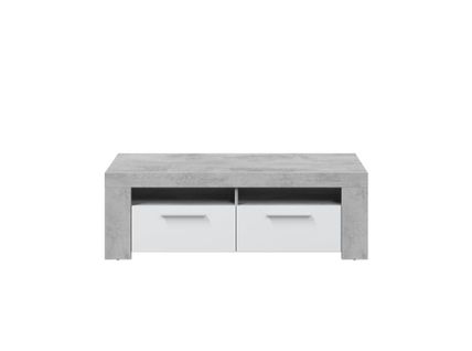 Meuble TV Wendy 2 Portes Et 2 Niches De Rangement L120 cm -  Blanc / Béton
