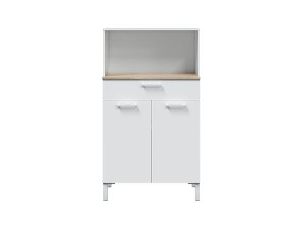 Buffet De Cuisine Émile 2 Portes Et 1 Tiroir L72 X H126cm -  Blanc / Bois
